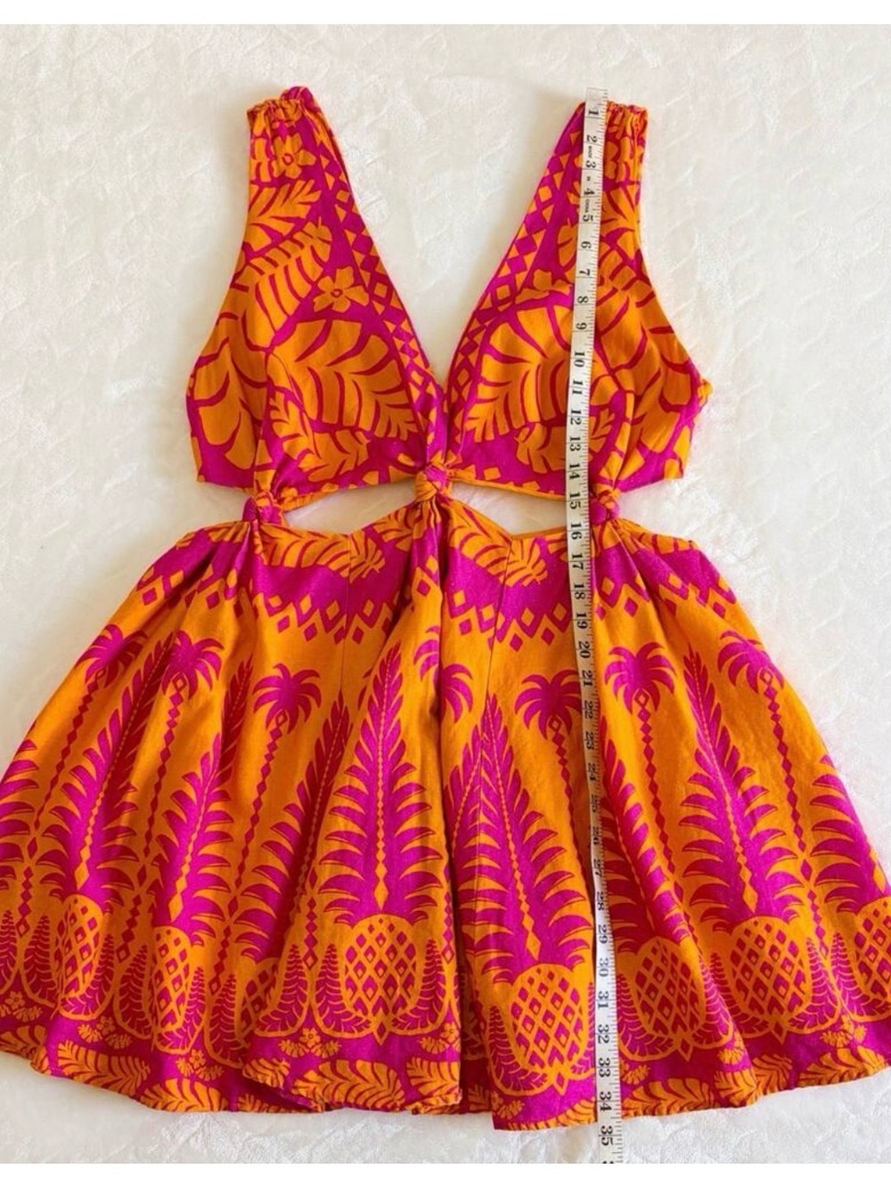 FARM Rio Pink and Orange Tropical Cutout Mini Dress